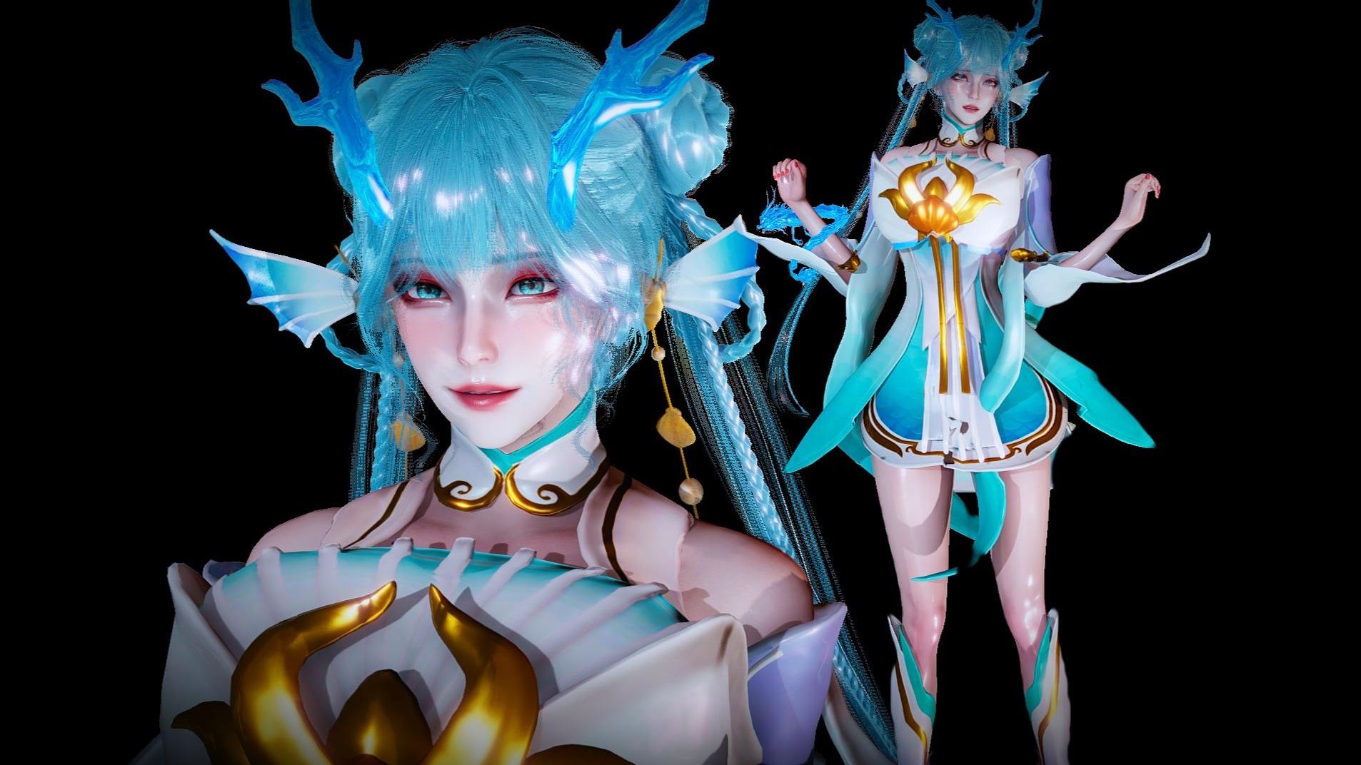 王者荣耀-西施游龙清影，hs2人物卡