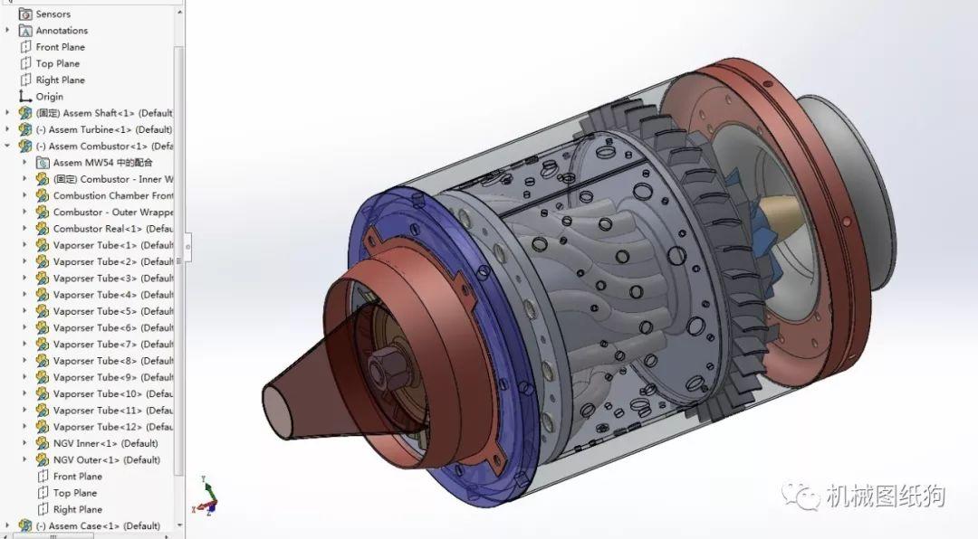 发动机电机涡喷kj66引擎发动机模型3d图纸solidworks设计