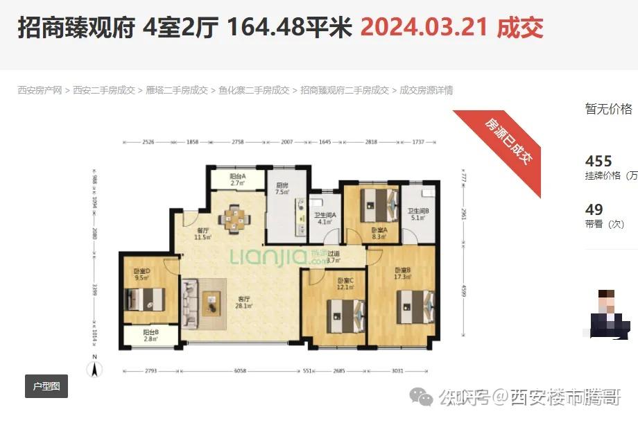 西安楼市卷疯了，西安楼市招商臻观府房价从455万跌至390万，又降了65万 - 知乎