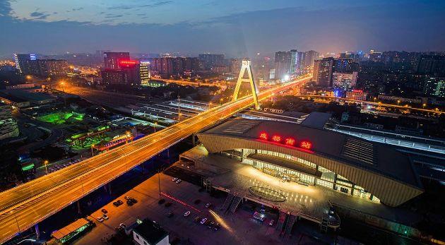 成都火车南站及周边夜景图迎宾大道夜景图东安湖公园(效果图)旅游文化
