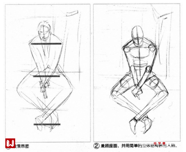 动漫人物坐姿透视怎么画