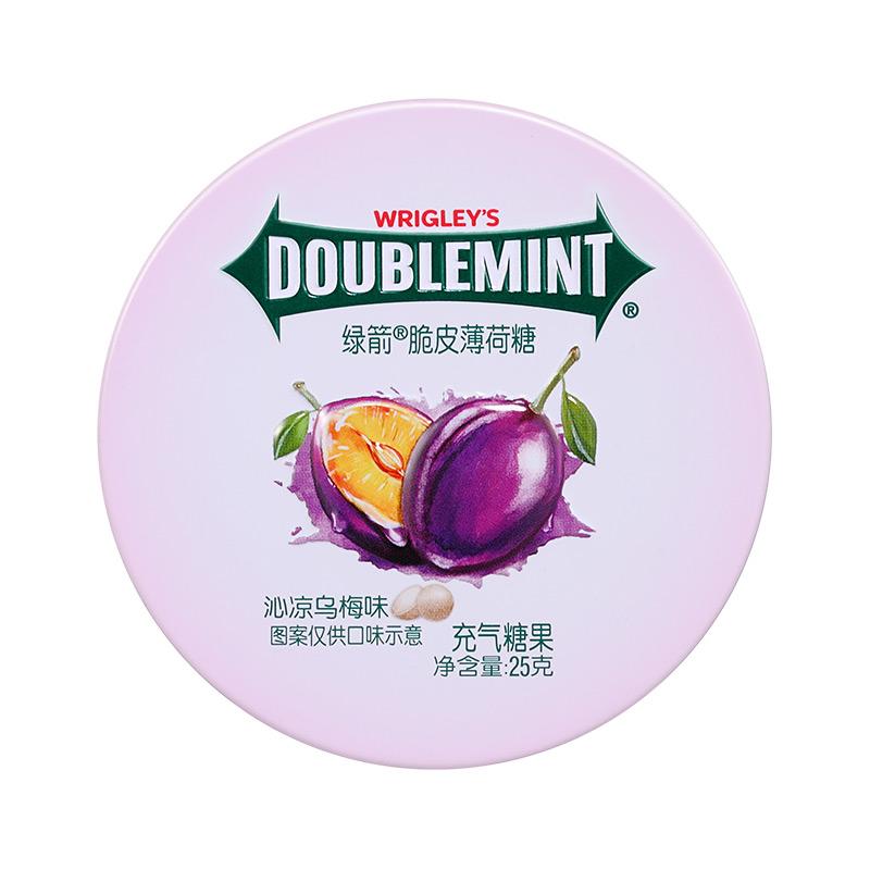 09 绿箭(doublemint)脆皮薄荷糖沁凉乌梅味25g单盒装 办公室休闲零食