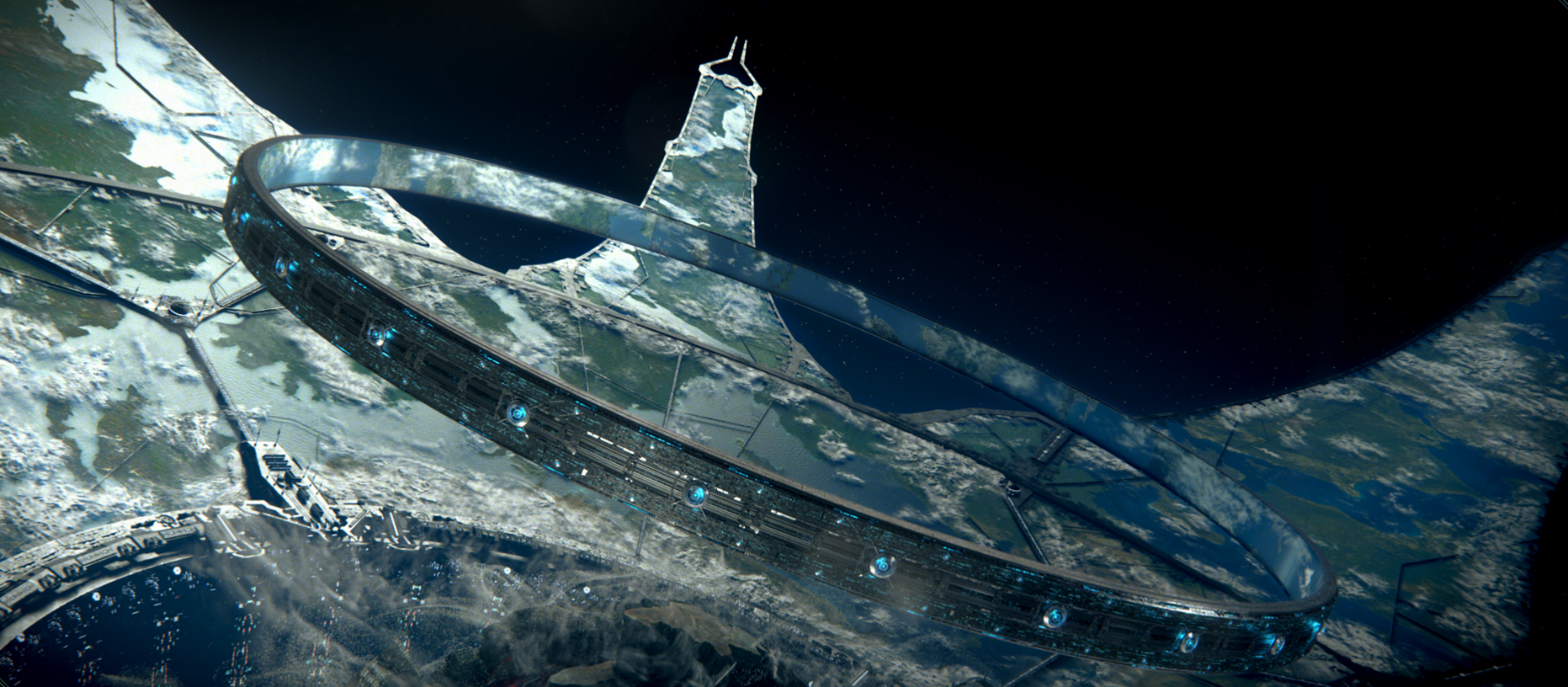 戴森的戴森环概念,区别在于环世界将一个个独立的设施连接为连续的环