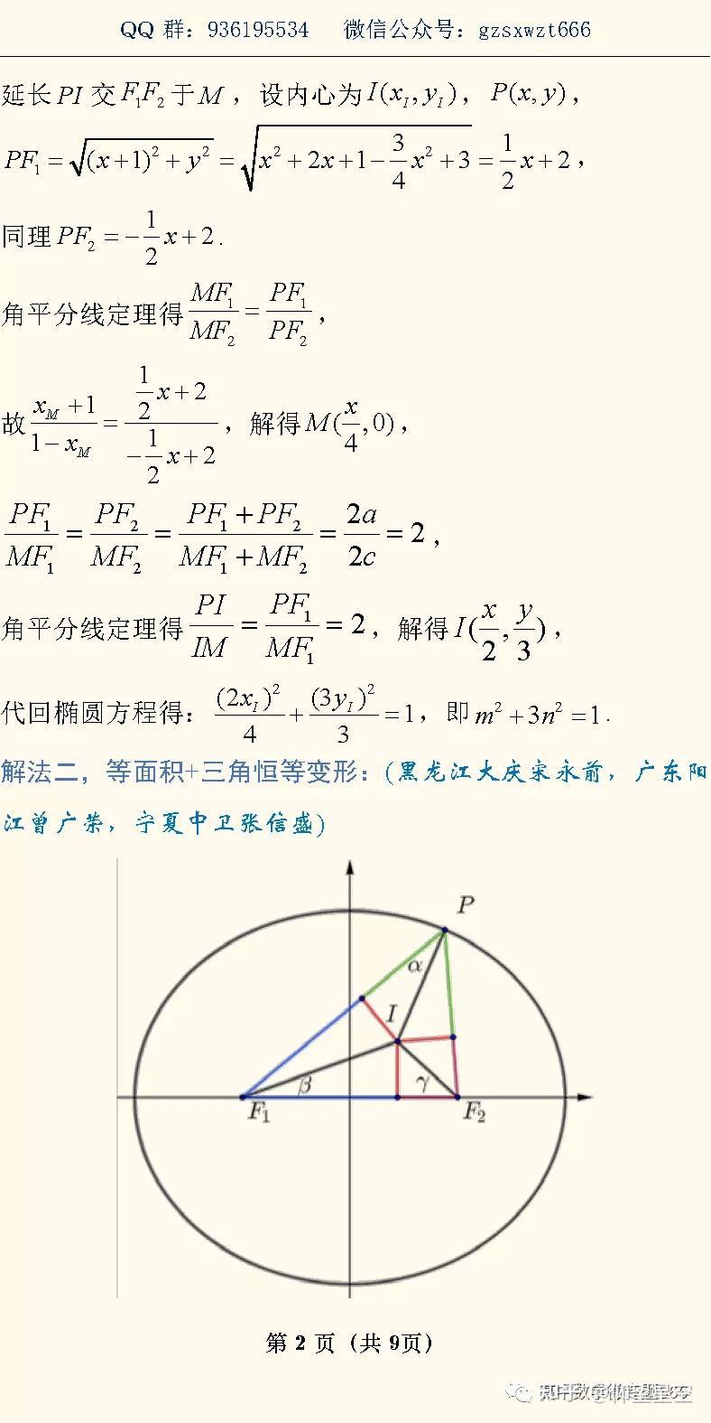 椭圆焦点三角形 知乎