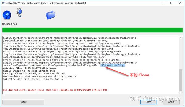 clone failed unable to create file filename too long