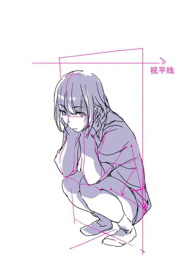 教程女性蹲姿绘画技巧漫联教育