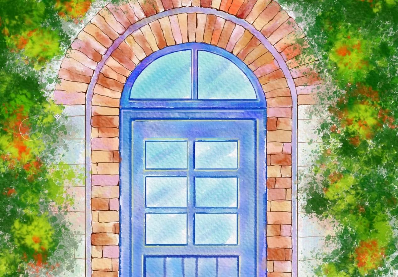 花园的小门水彩画分享