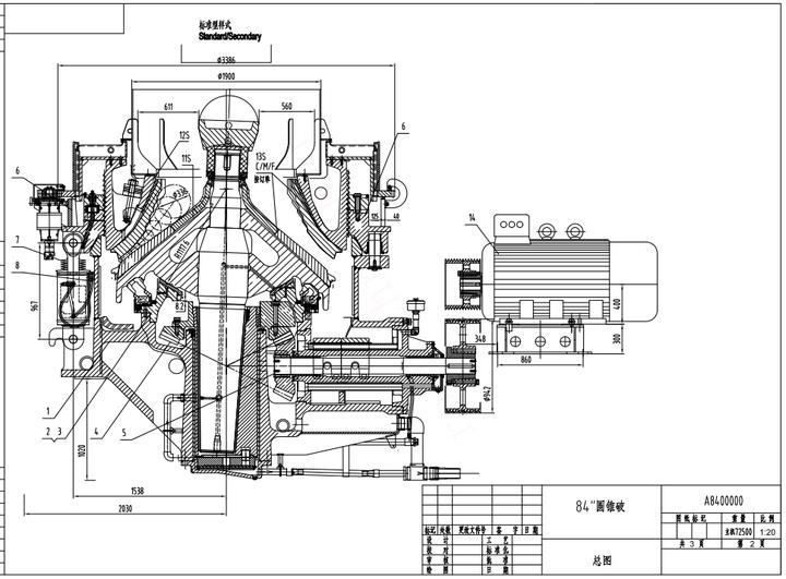 trio杰弗朗tc66 tc84 tc84x圆锥破碎机全套中文版图纸