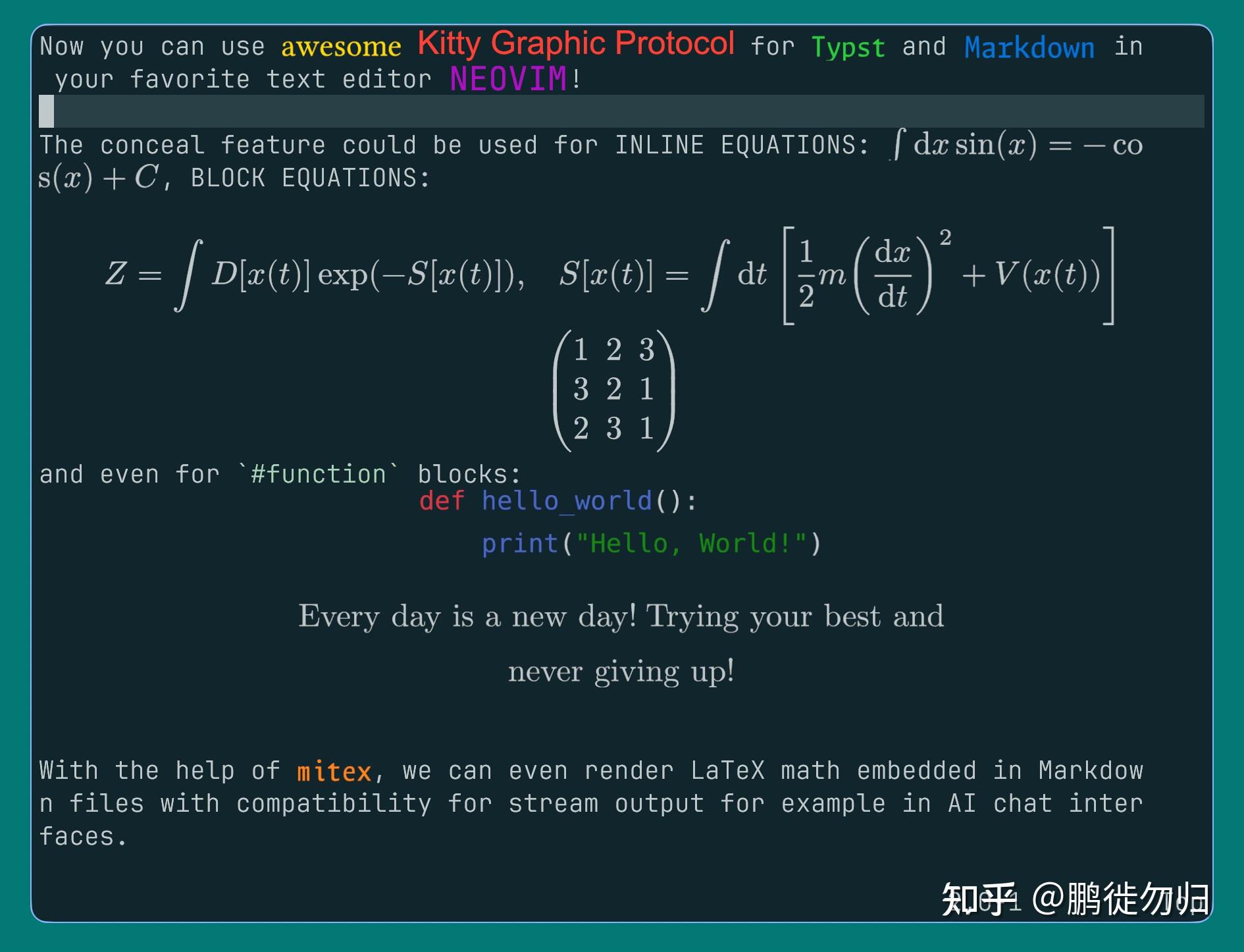 可能是目前 Neovim 里最接近 Emacs 数学公式渲染体验的插件：math-conceal.nvim - 知乎
