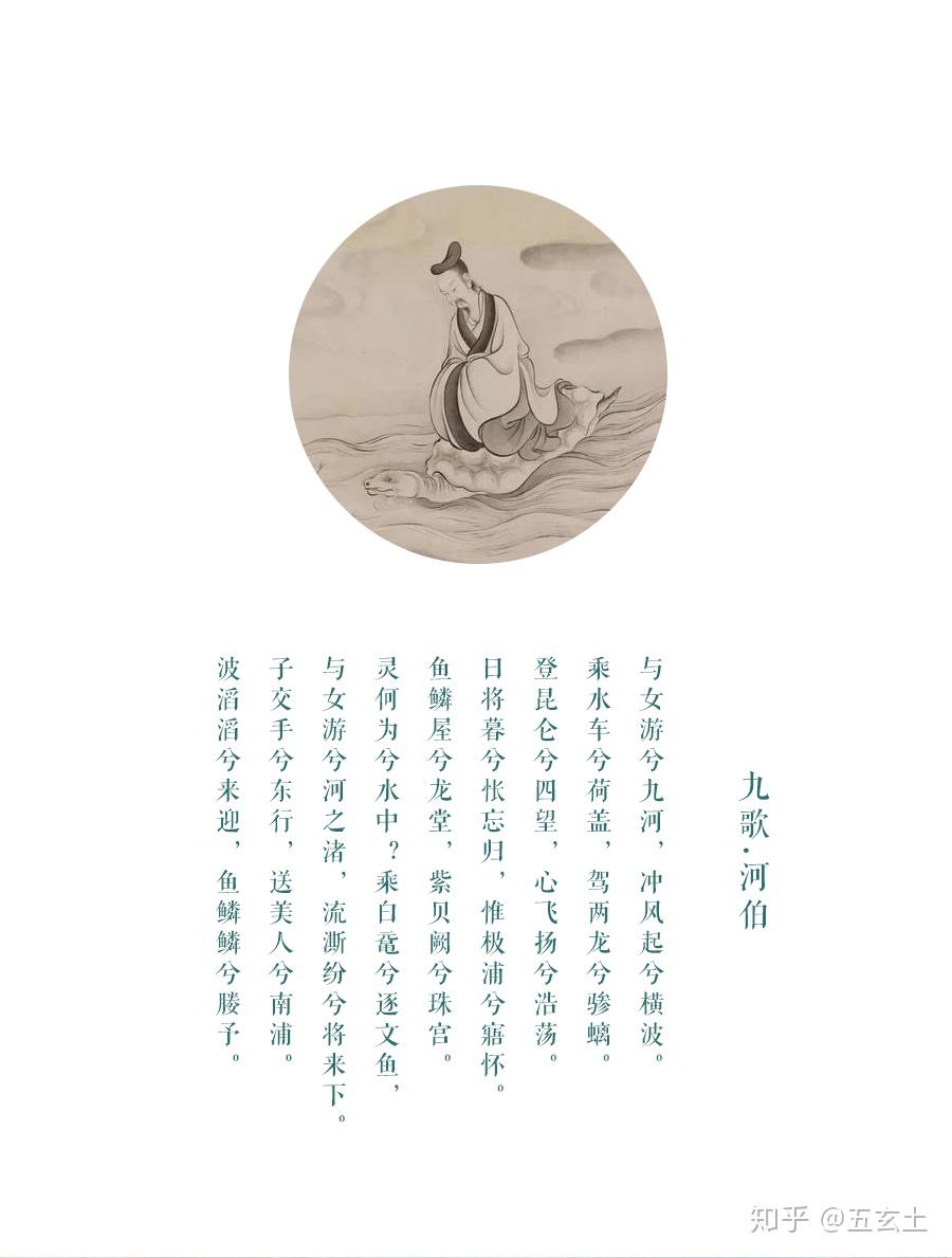 子交手兮東行,送美人兮南浦;流澌紛兮將來下;乘白黿兮逐文魚,與女遊兮