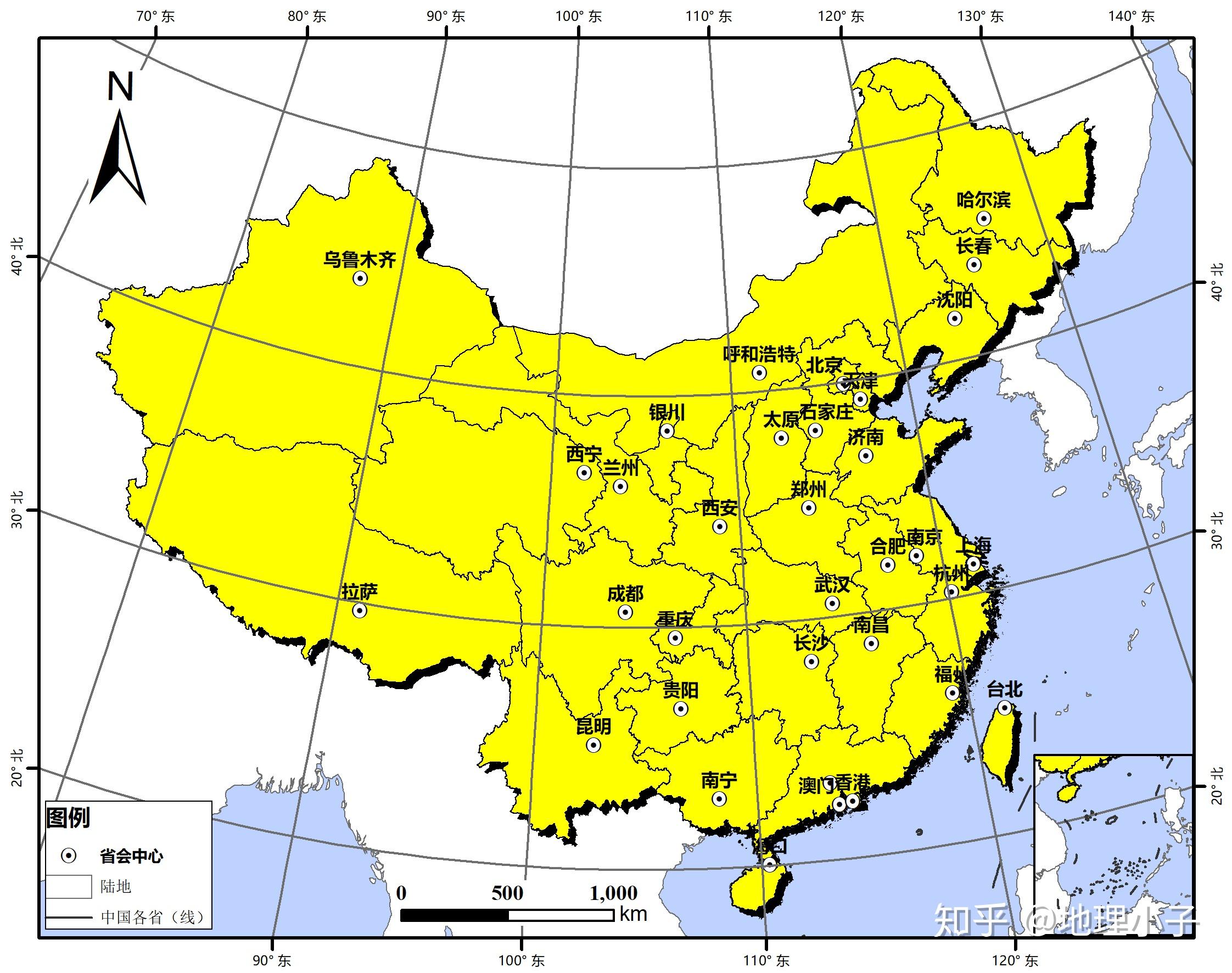 請問如果一張地圖已經有了投影座標系在有了經緯網之後經線所指的方向