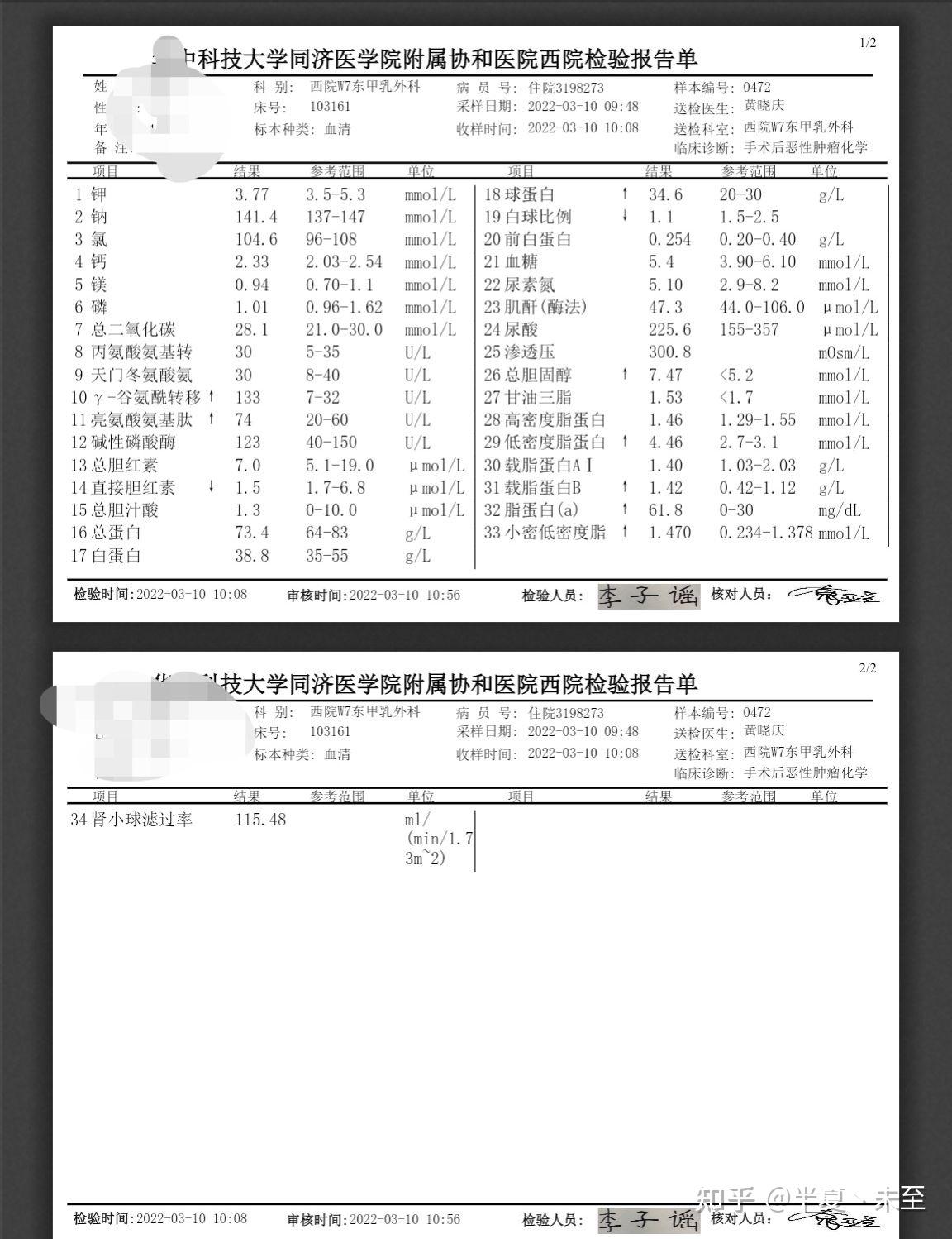 癌症化验单图片