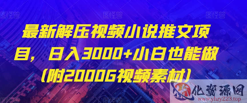 最新解压视频小说推文项目，日入3000+小白也能做（附2000G视频素材）【揭秘】