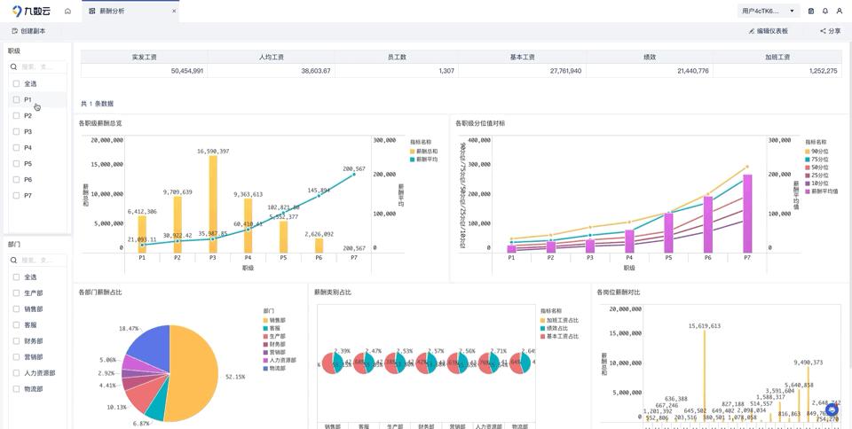薪酬数据分析图表应该如何制作？——九数云BI插图
