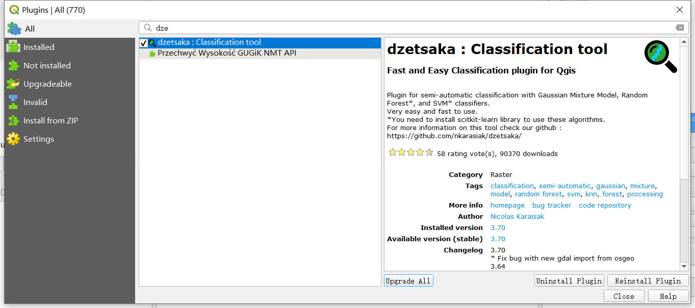 Dzetsaka QGIS dzetsaka qgis