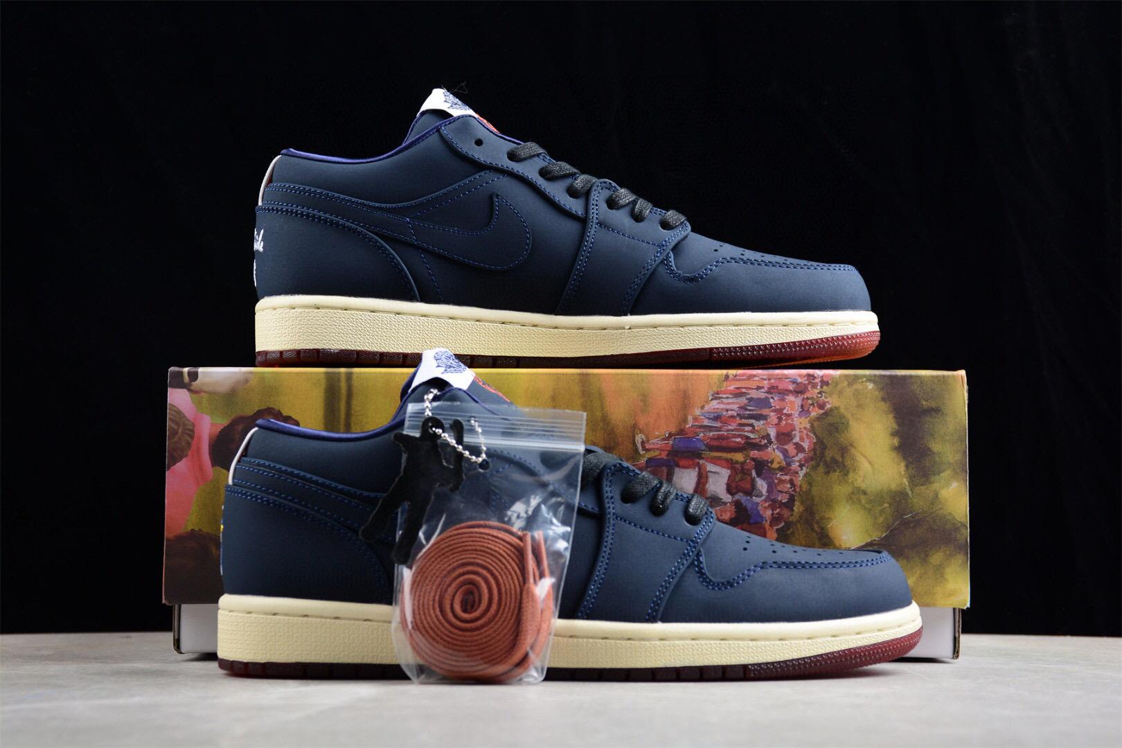 乔丹联名airjordan1lowxeastsidegolf高尔夫黑蓝低帮运动鞋