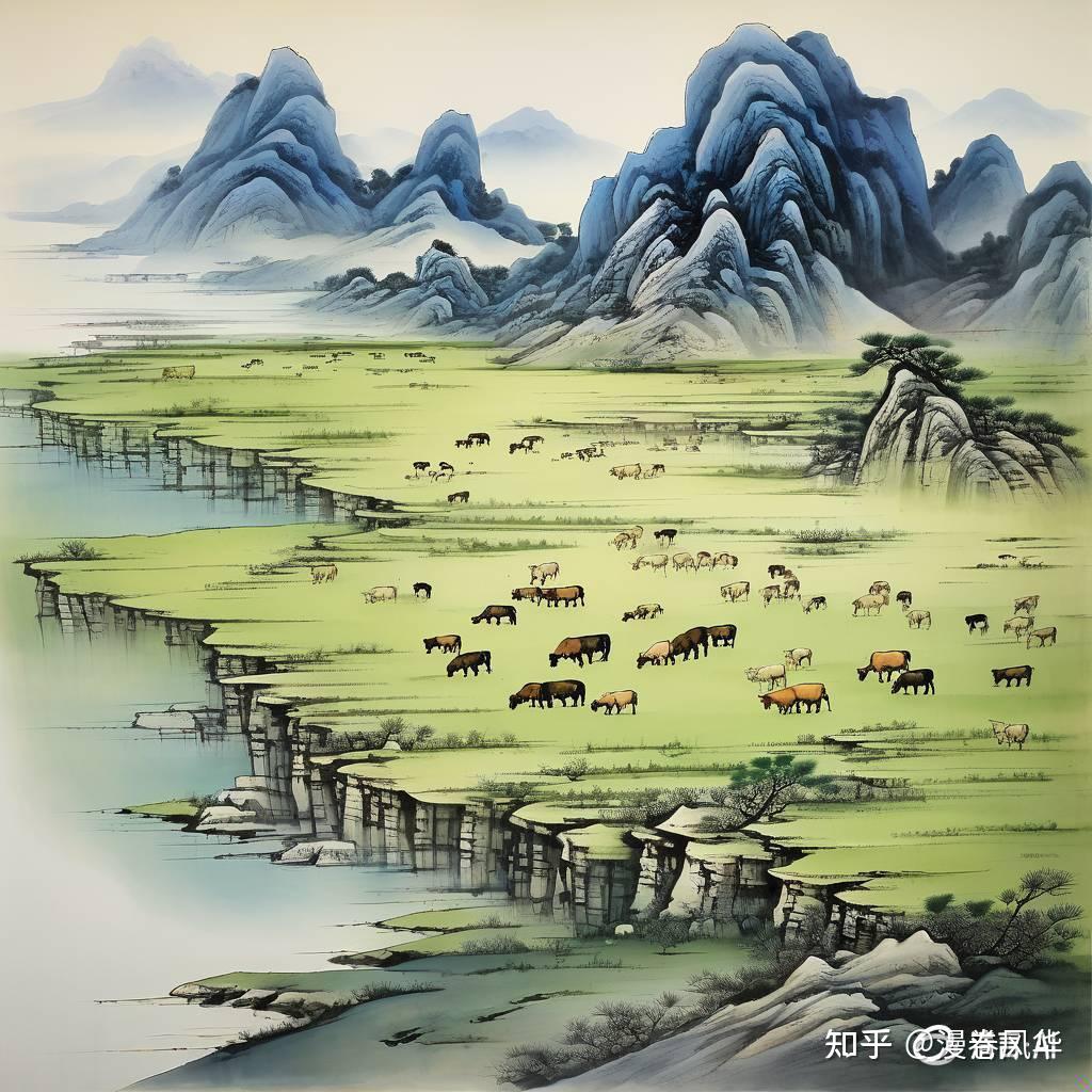 AI古诗水墨画图文欣赏之敕勒歌 - 知乎
