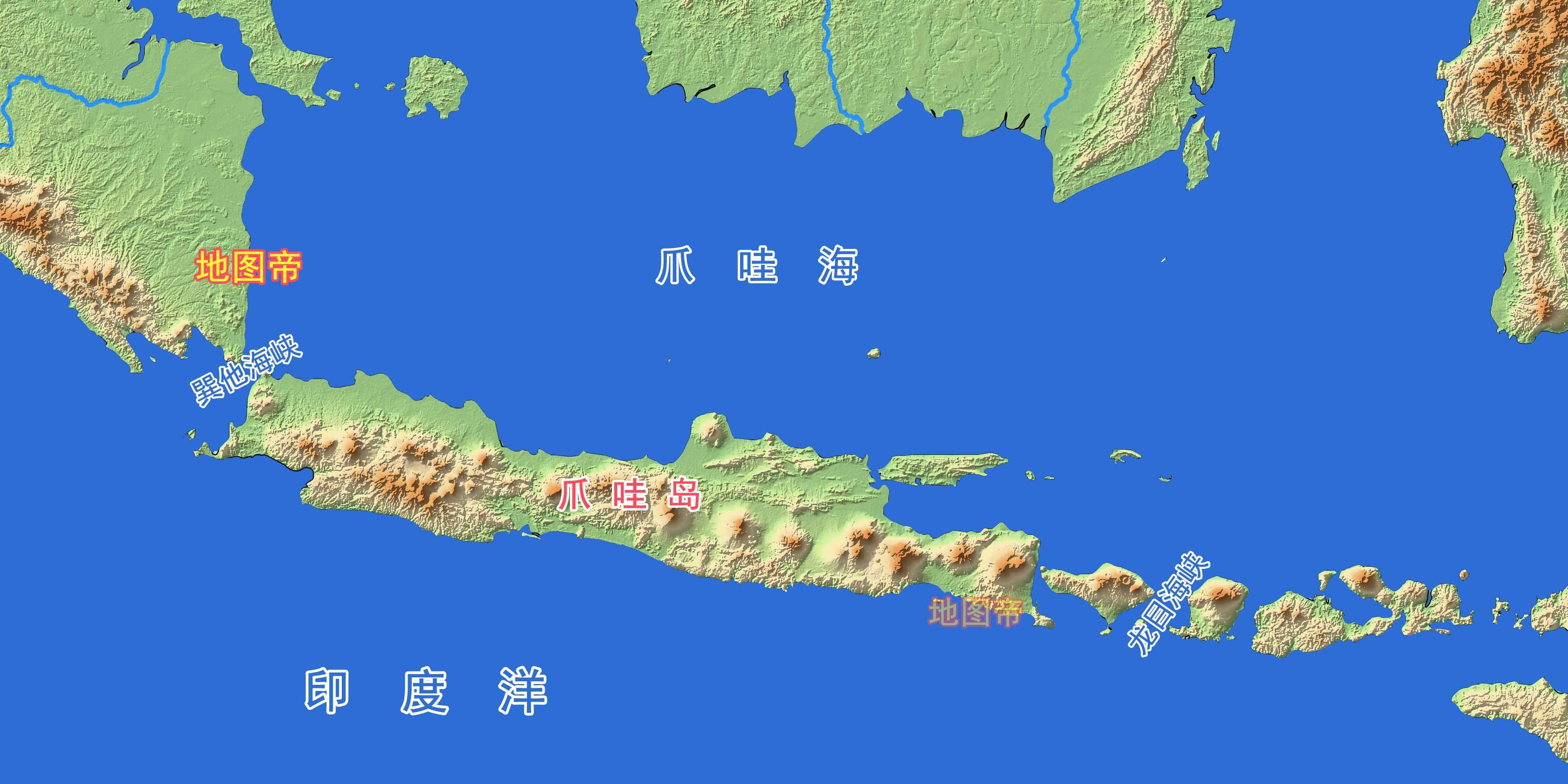 印度尼西亚地图中英文对照版全图 - 中英世界地图 - 地理教师网
