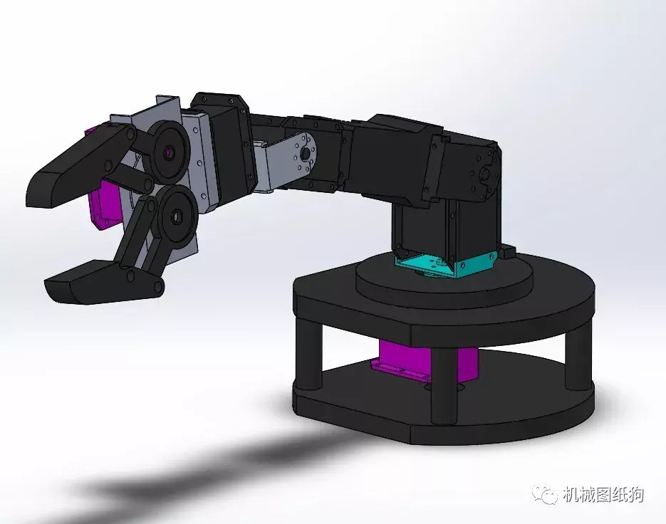 【机器人】cswp简易机械手机械臂演示结构3d图纸 solidworks设计