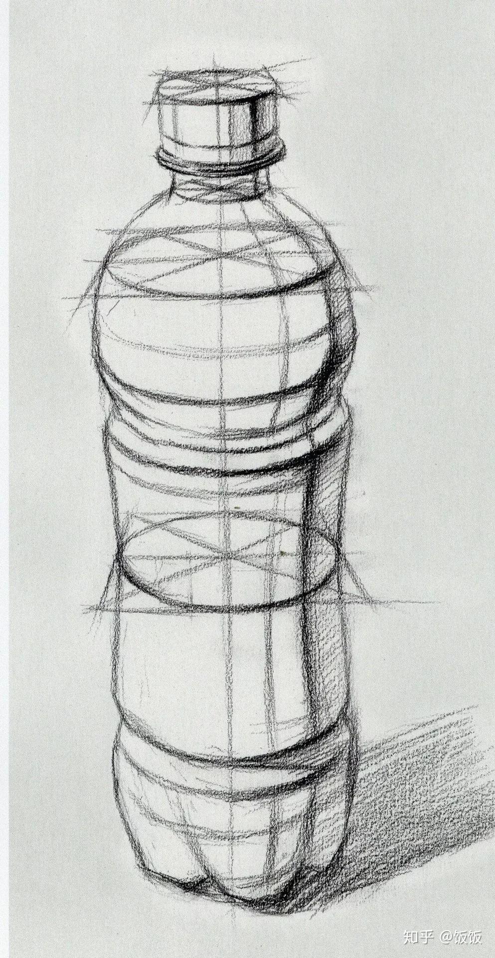 素描靜物塑料瓶與玻璃瓶要怎麼畫才好