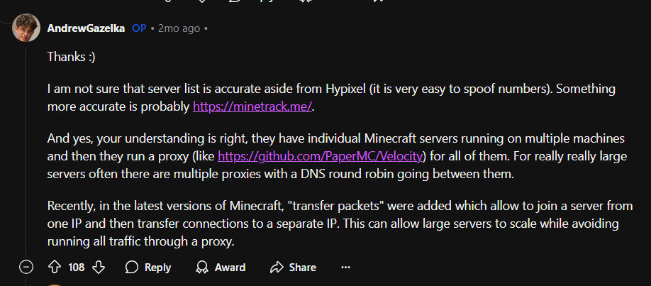 minecraft 服务器可以做到像大型网络游戏一样容纳上万人么？ - 知乎
