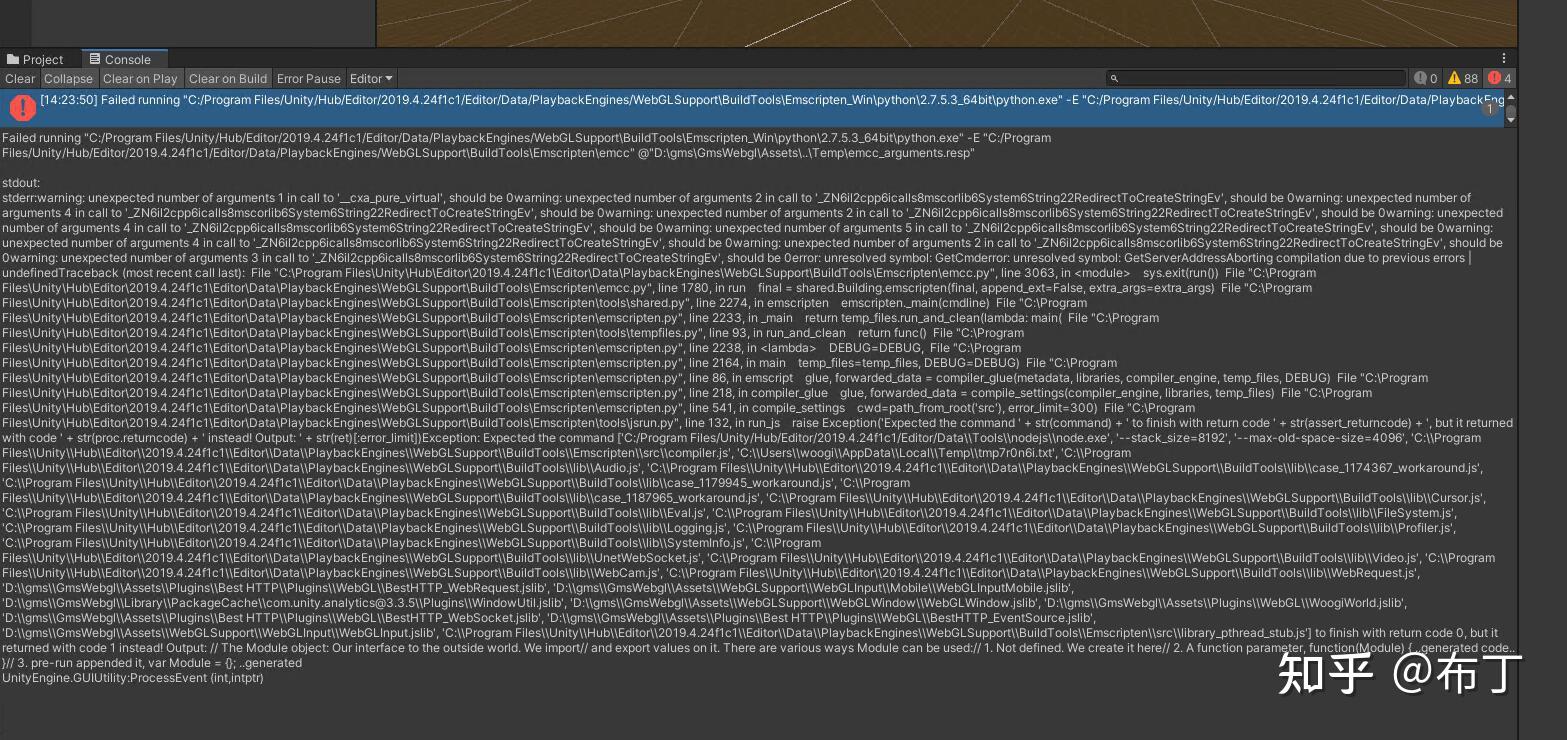 Unity webgl failed running temp emcc arguments resp 
