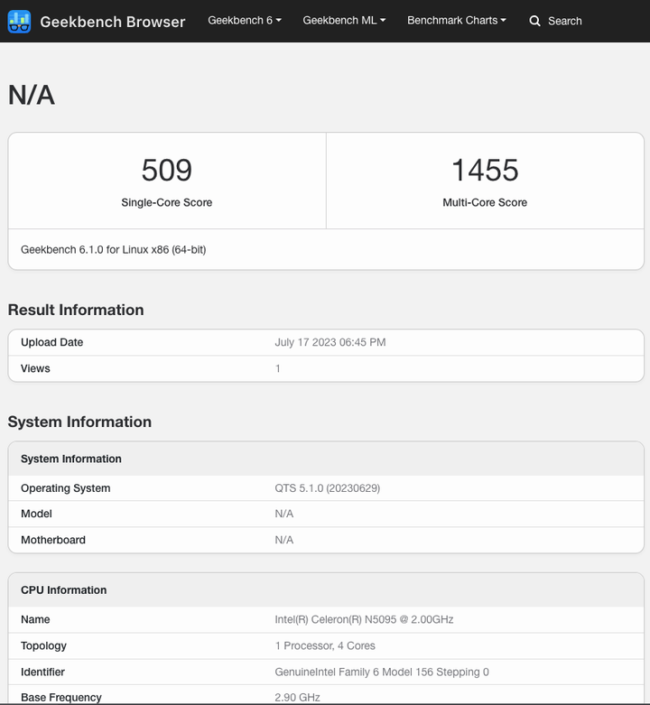  qnap ts 464c geekbench6 