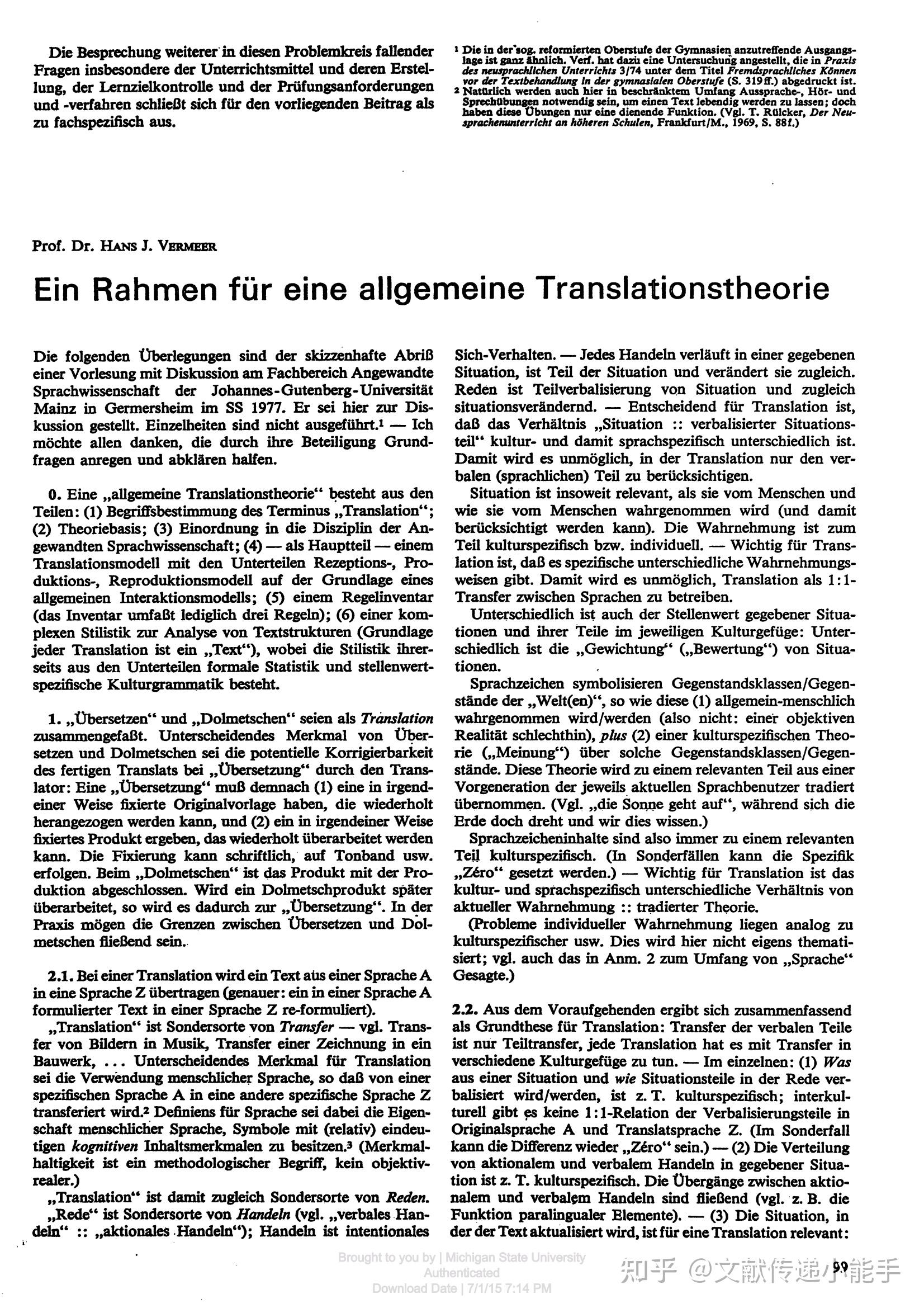 A framework for a general theory of translation by Vermeer, H. J. 1978 ...