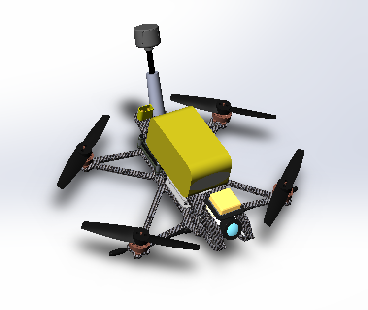 飞行模型3inchfpv四轴无人机3d数模图纸solidworks设计