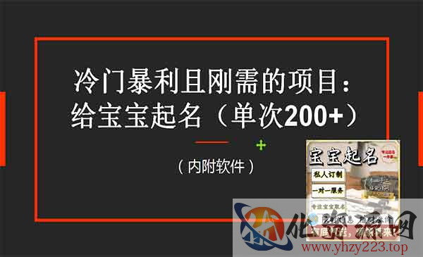 《宝宝起名冷门暴利项目》一单200+，内附教程+工具_wwz