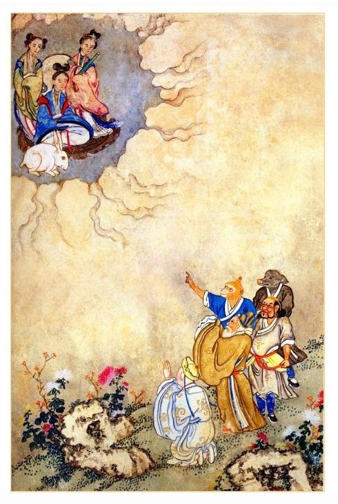 西游记》原著（十套珍稀古画插图）第95回：玉兔归月；真假公主，天上