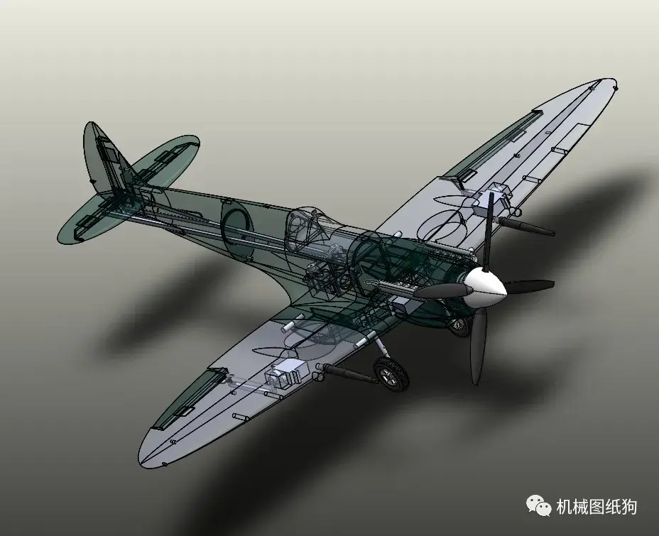 飞行模型spitfiremkxvi喷火式战斗机rc模型3d图纸solidworks设计