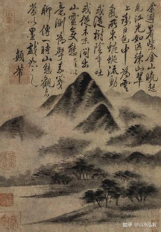 米芾山水画另辟蹊径单凭这个落茄皴就堪称大家