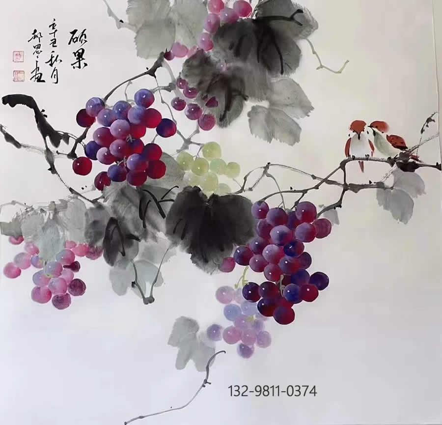 何家英得意弟子才女郝思思的写意葡萄赏析