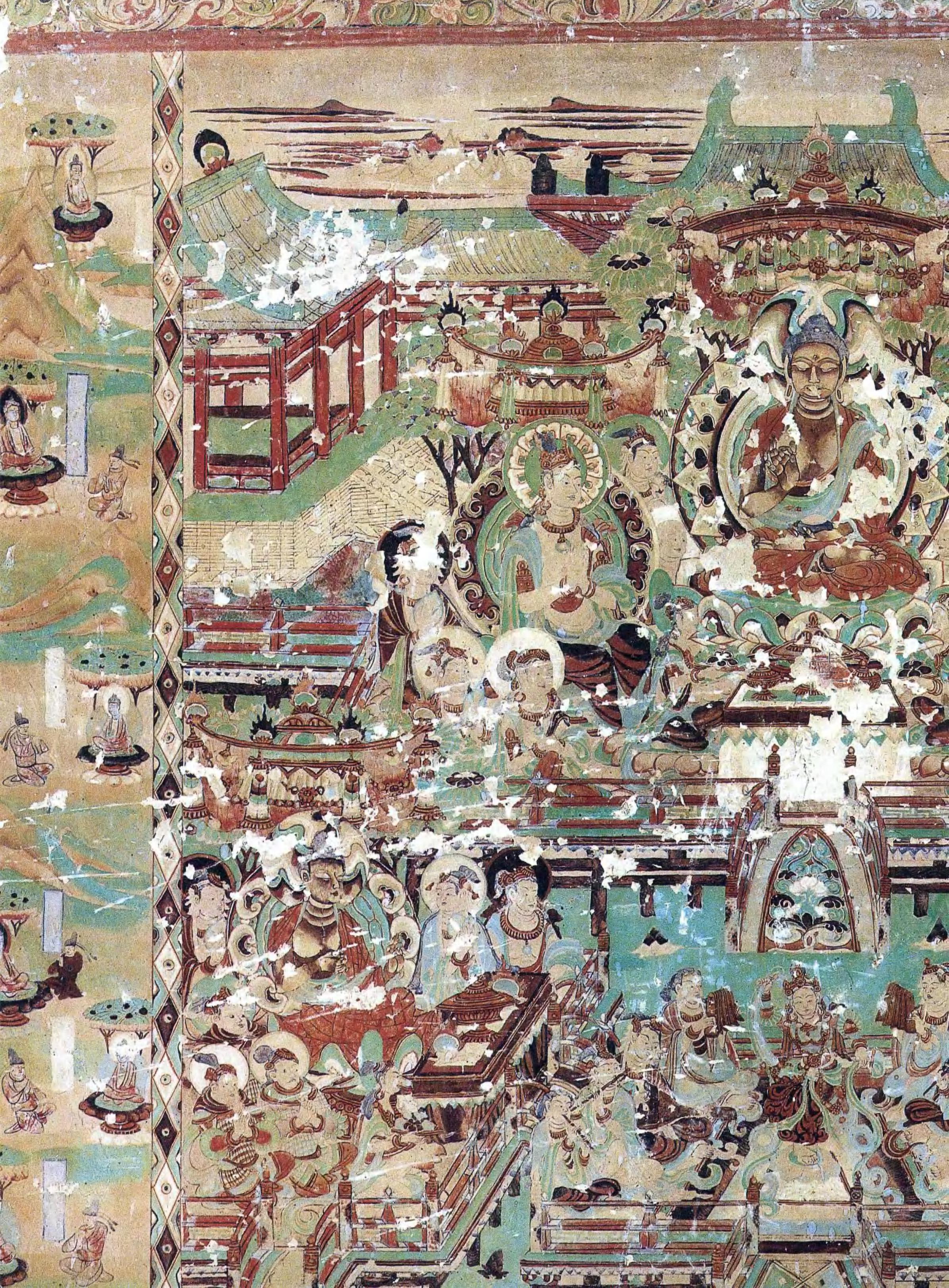 中唐-敦煌莫高窟154窟南壁东(左)上-药师经变【3980x3332 超大图】