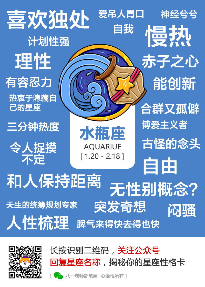 水瓶座的性格星座卡