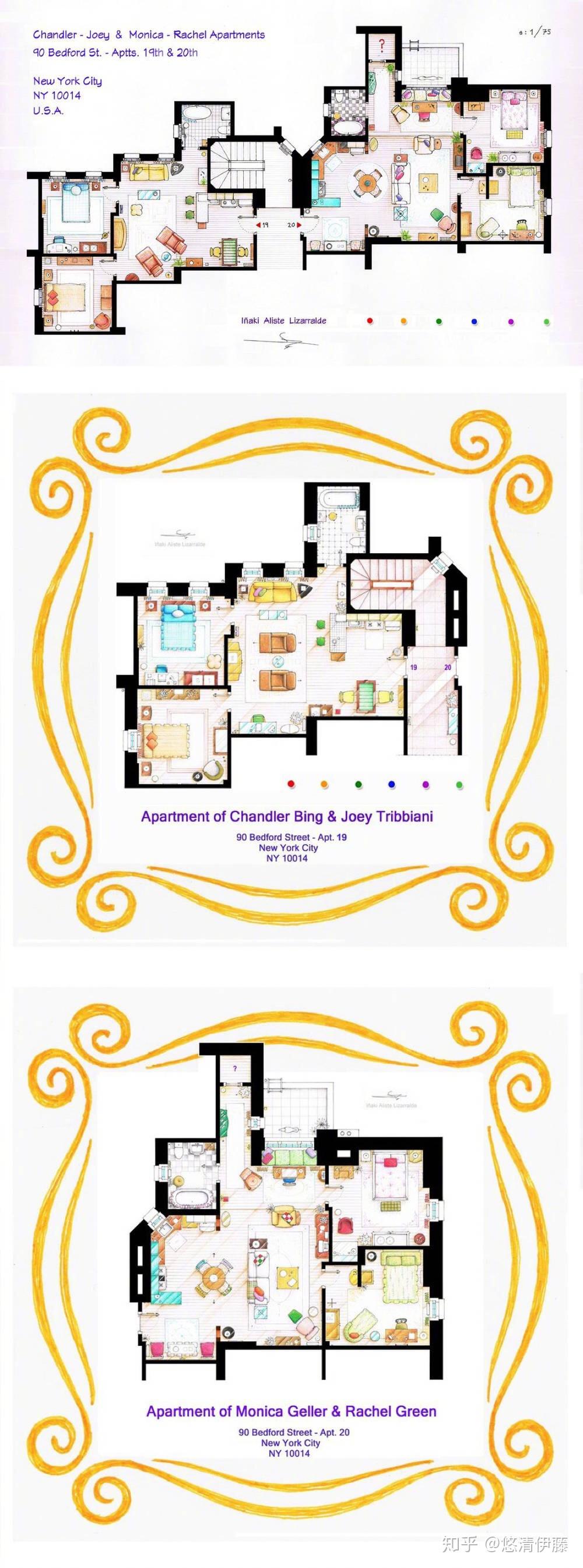 《老友记》,《夏洛克·福尔摩斯》,《生活大爆炸》的房间室内结构图