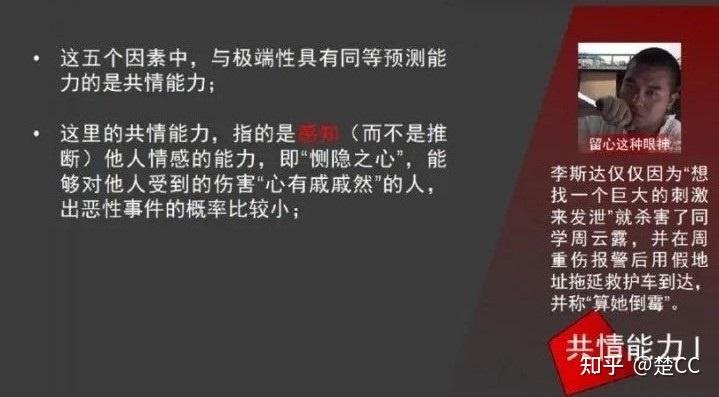 李斯達:共情能力1李承恩:極端性2馬加爵:極端性1實用技巧:戀愛中識別