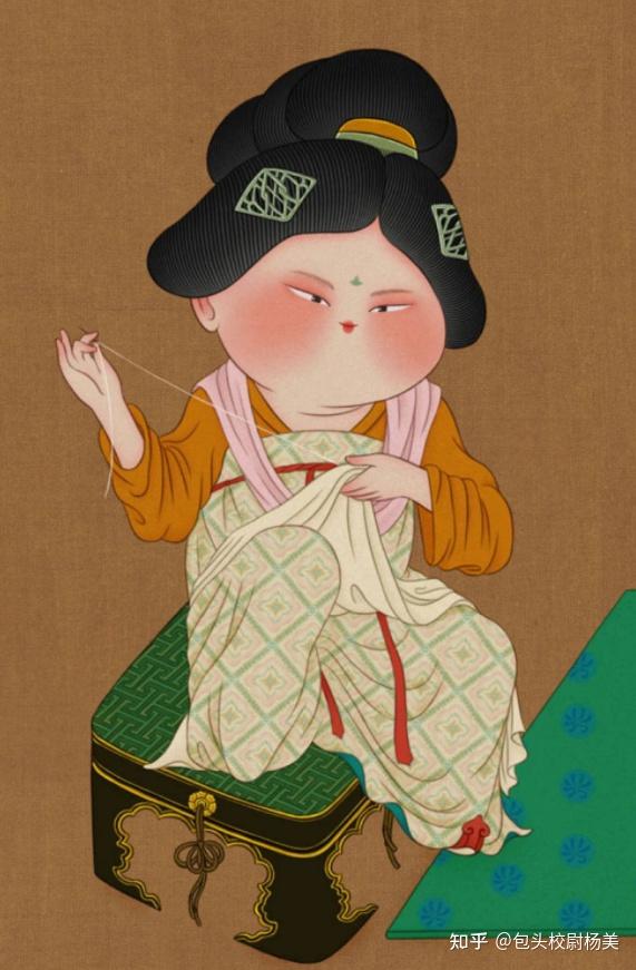 校尉带您欣赏可爱插画超萌的胖脸仕女图