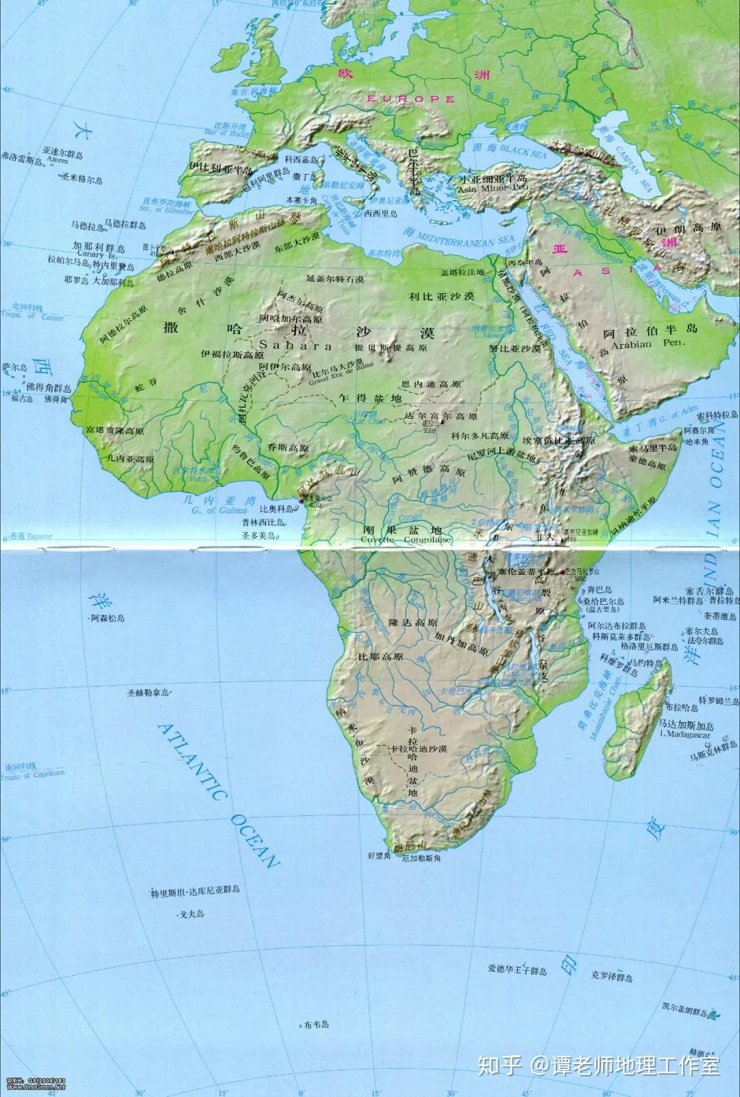 世界地形图主要地形区