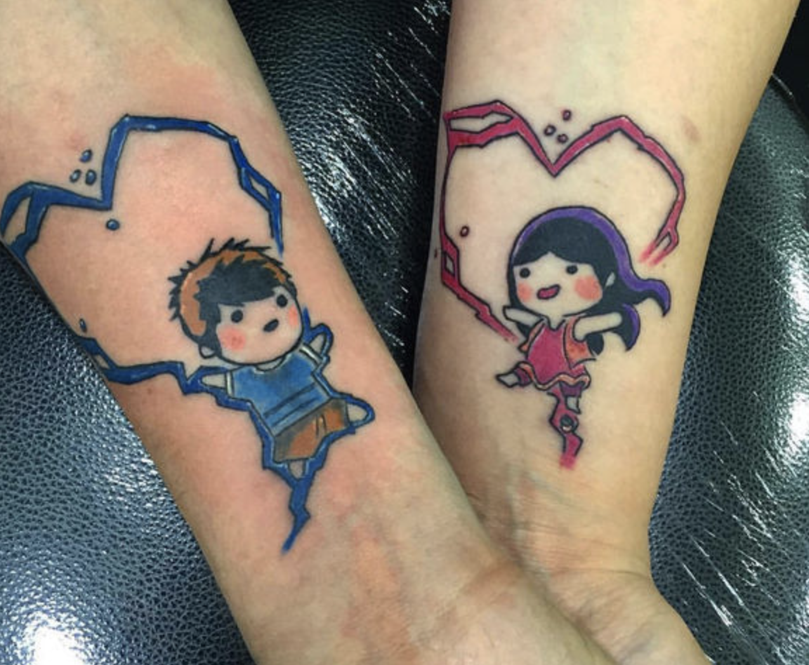 武汉专业纹身店：小清新情侣手臂文字纹身图案作品