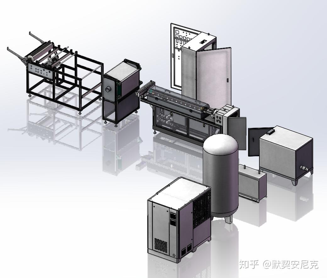 熔喷布生产设备三维模型布局