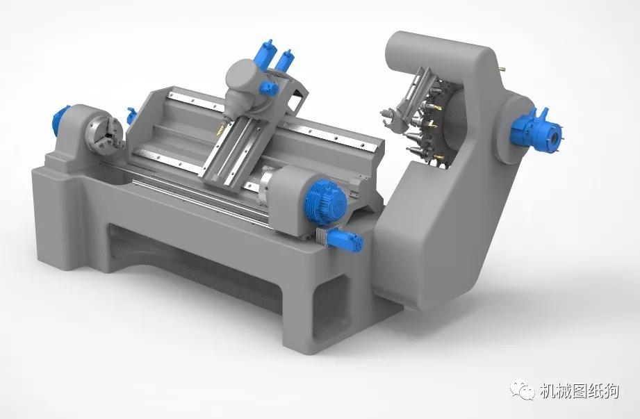 工程機械slikacnclathe數控車床3d數模圖紙xt格式