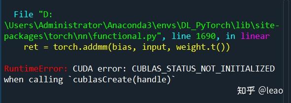 错误记录：RuntimeError: CUDA error: CUBLAS_STATUS_NOT_INITIALIZED when ...