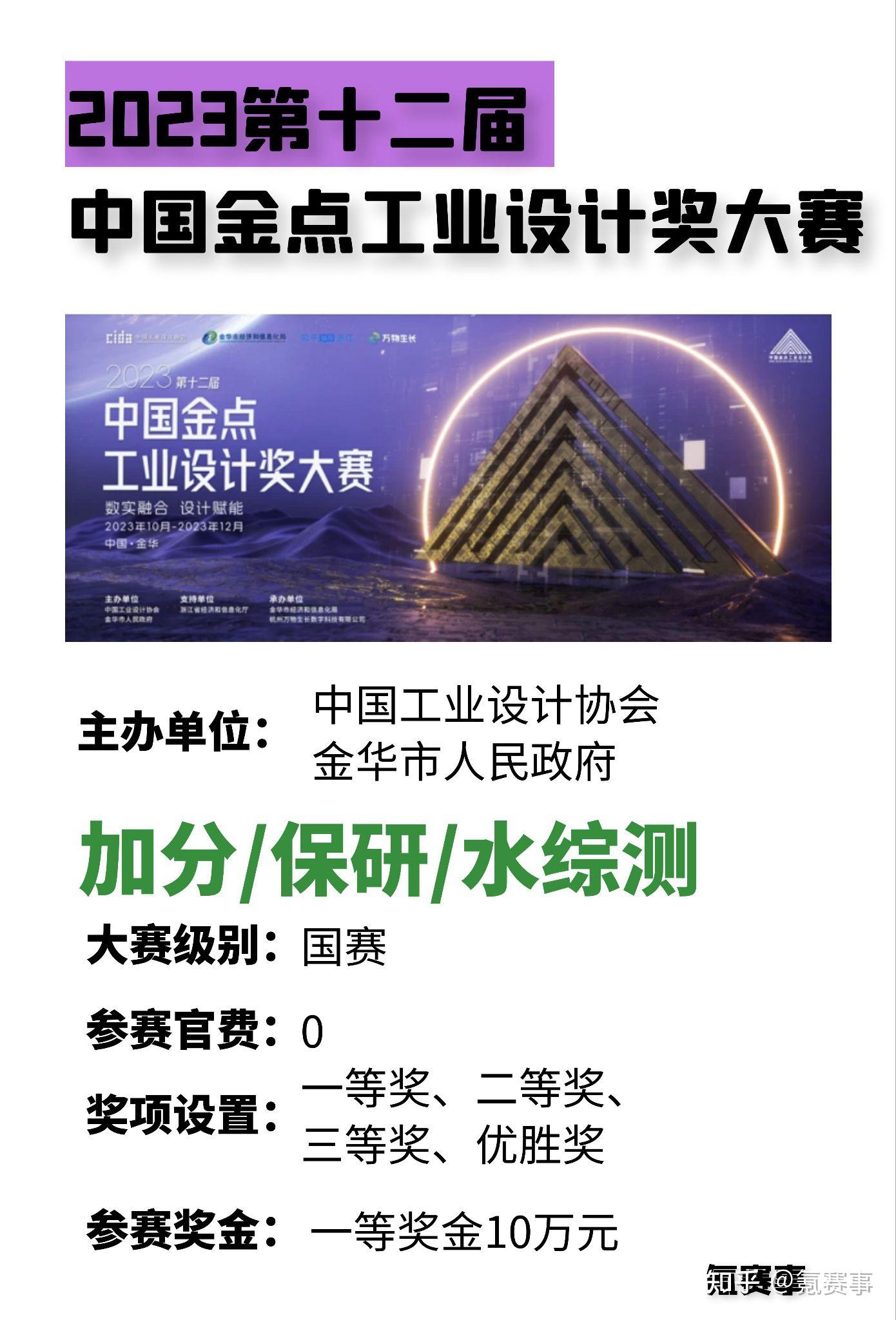 金点工业设计大赛😍拿高额奖金加综测学分 - 知乎