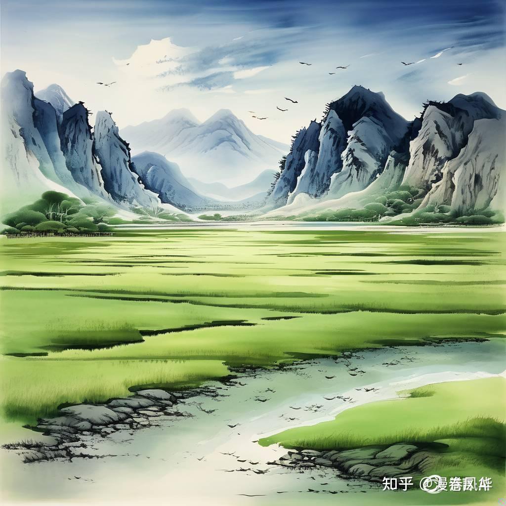 AI古诗水墨画图文欣赏之敕勒歌 - 知乎