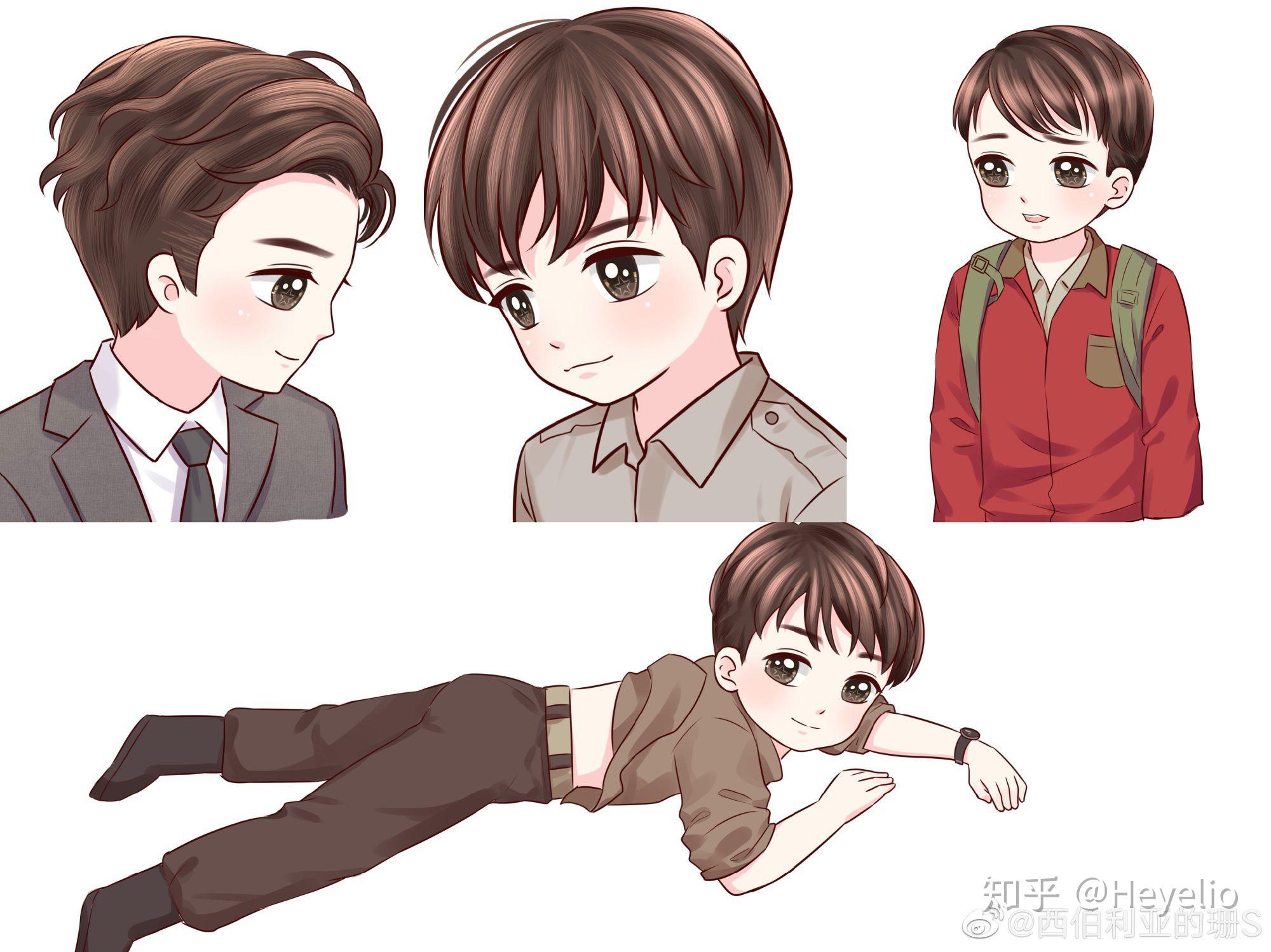 求盗墓笔记铁三角和花花黑瞎子的合影动漫的