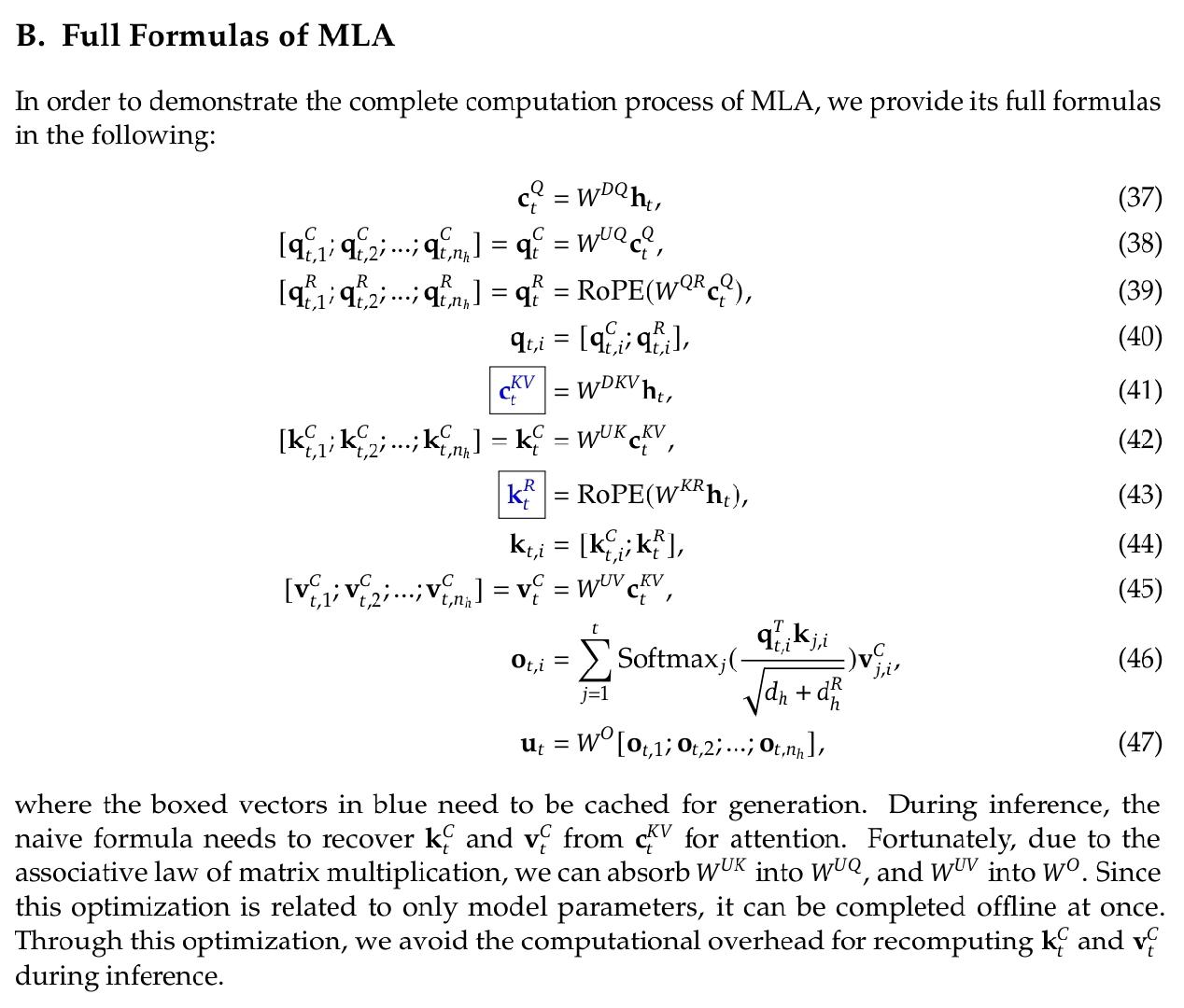 MLA 完整的数学形式