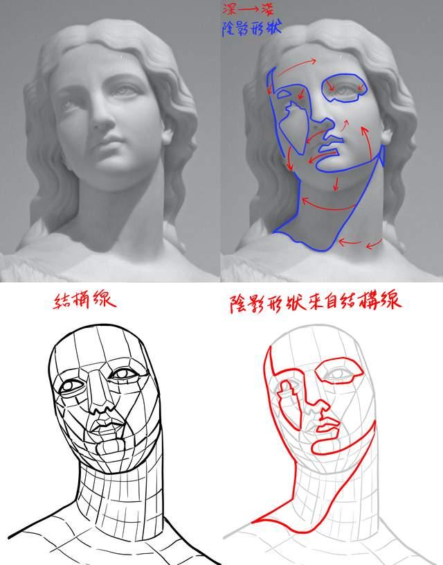 脸部阴影怎么画绘画图片