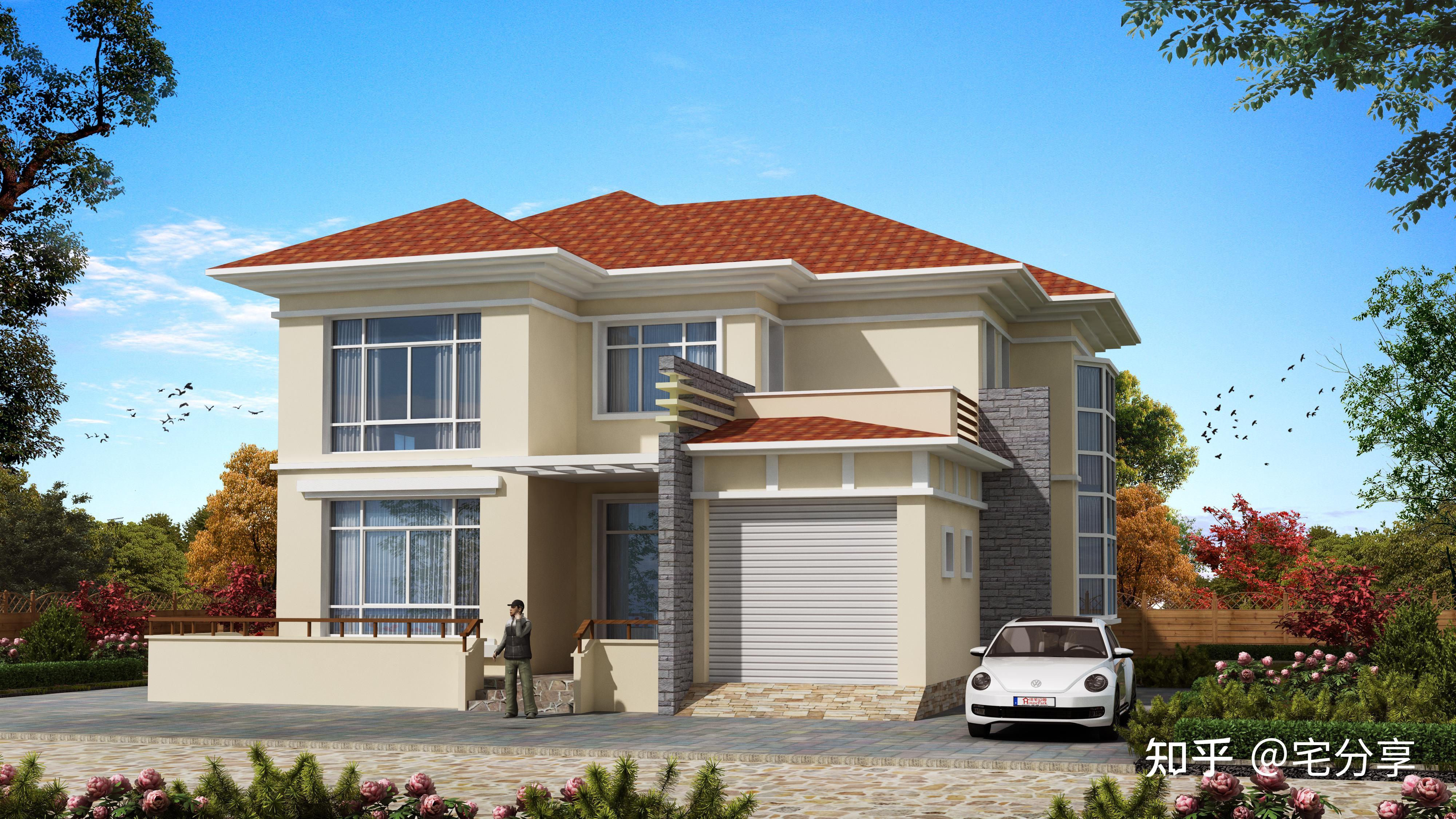 1*15.8m乡村红顶白墙房屋设计(造价35万乡村二层房屋设计)